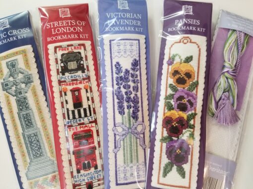 PANSIES BOOKMARK CROSS STITCH KIT BY TEXTILE HERITAGE 